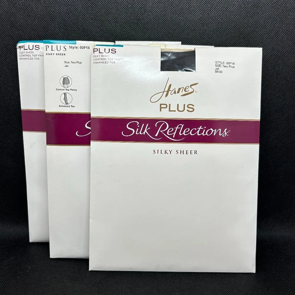 3 New in package Ladies Hanes Plus pantyhose Size 2 Plus